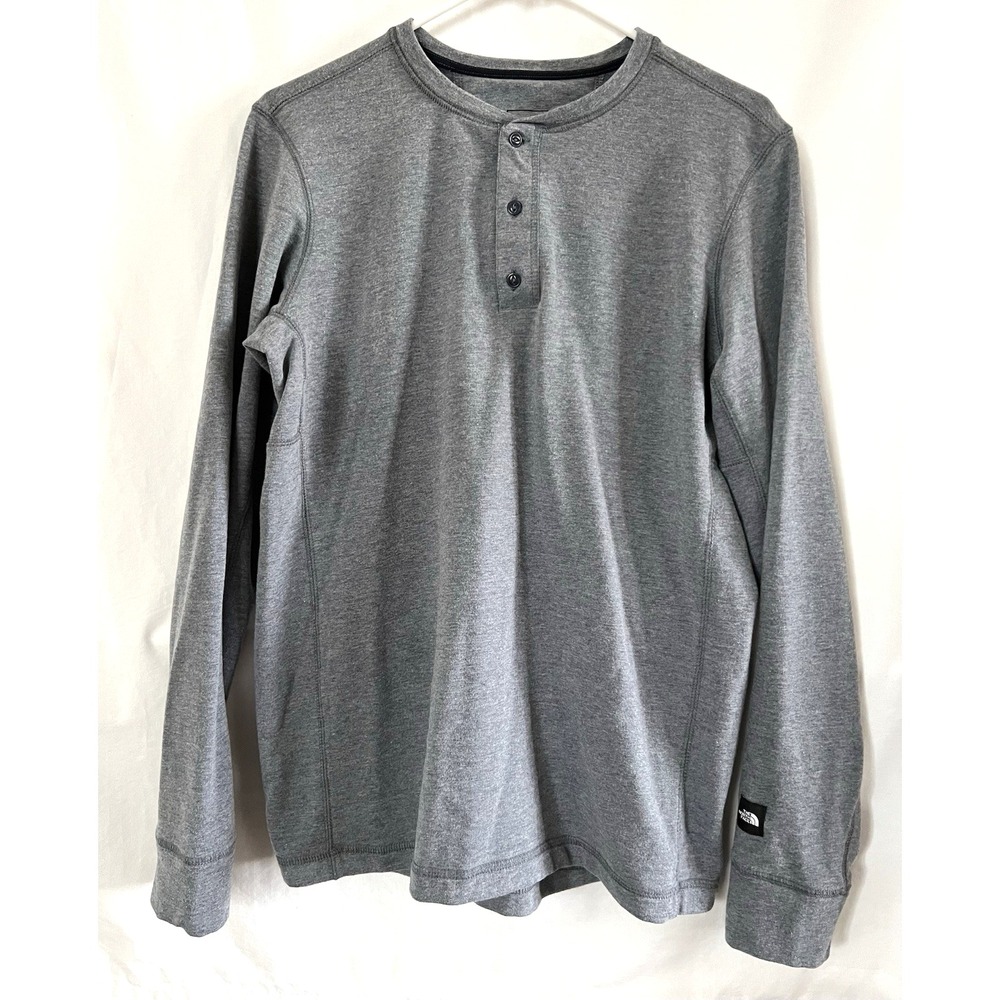 The North Face Shirt Mens Medium Gray Henley Long Sleeve Pullover Outdoors